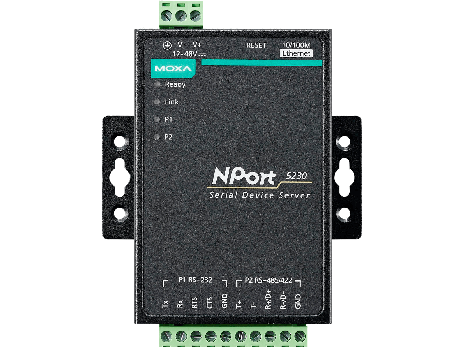 Купить NPort 5230-T 2-портовый преобразователь RS-232 + RS-422/485 в  Ethernet с расширенным диапазоном температур